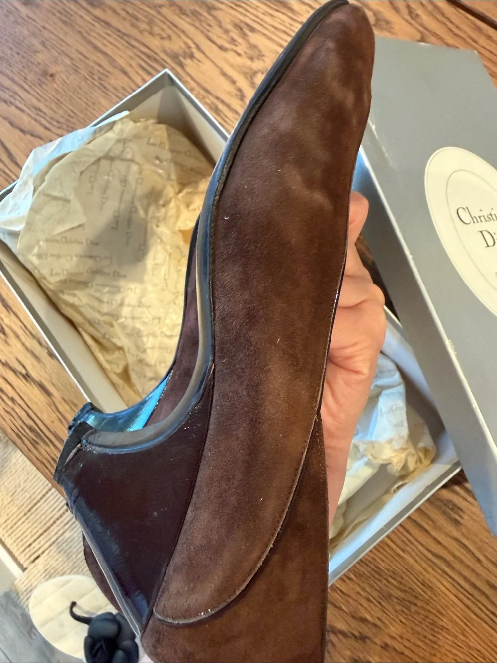 Vintage Christian Dior Brown Suede Pumps Heels Size 6 w/ Original Box
